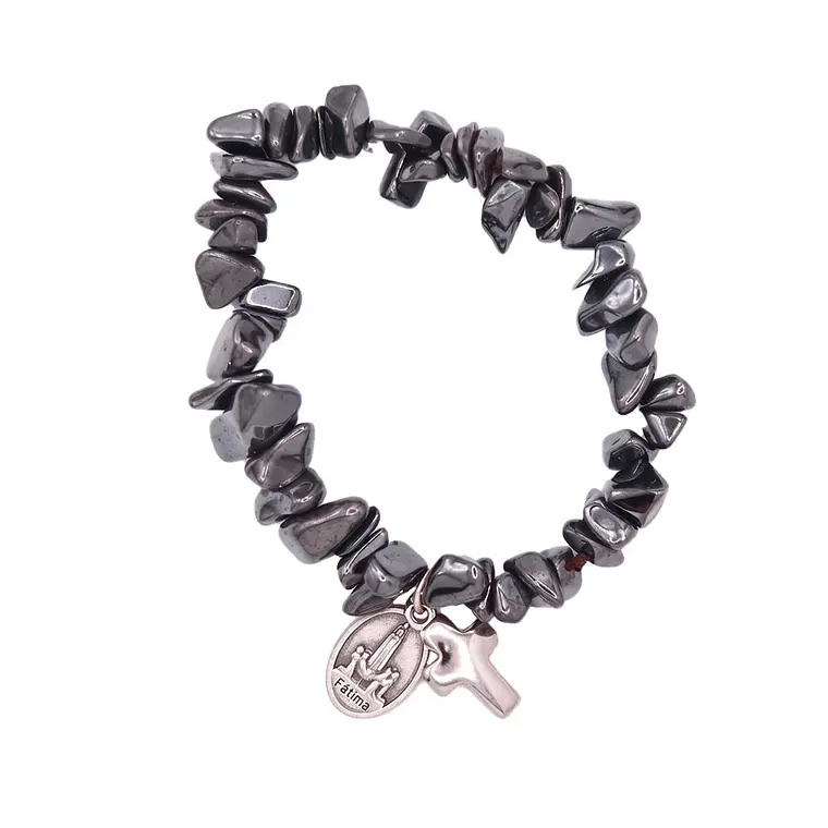 Pulseira católica de Hematite natural 3