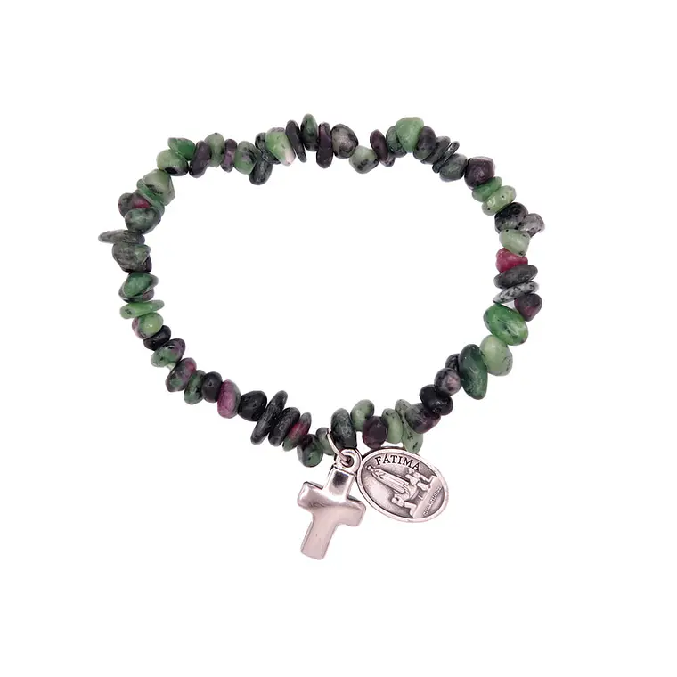 Pulseira católica de Zoizite e Rubi natural 3