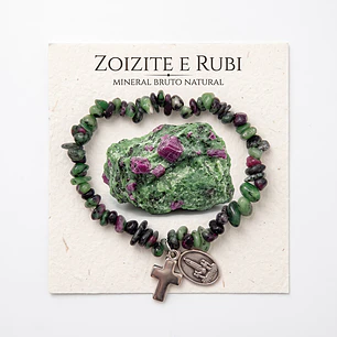 Pulseira católica de Zoizite e Rubi natural