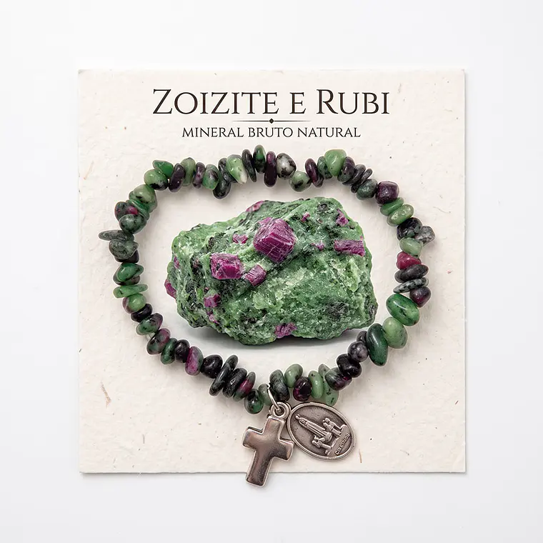 Pulseira católica de Zoizite e Rubi natural 1
