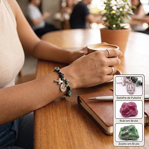Pulseira católica de Zoizite e Rubi natural