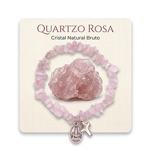 Pulseira católica de Quartzo Rosa natural