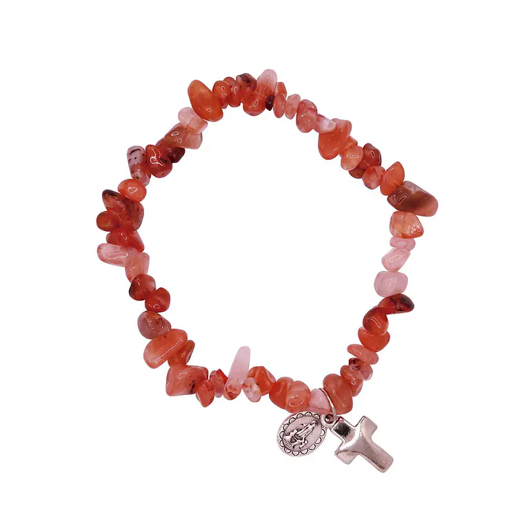 Pulseira católica de Ágata Cornalina natural 3