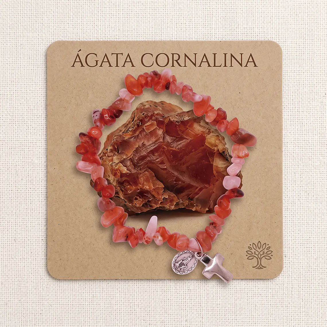 Pulseira católica de Ágata Cornalina natural 1