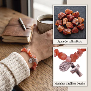 Bracelet catholique d'agate de cornaline naturelle