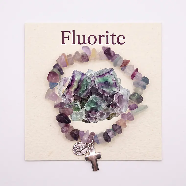 Pulseira católica de Fluorite natural 1