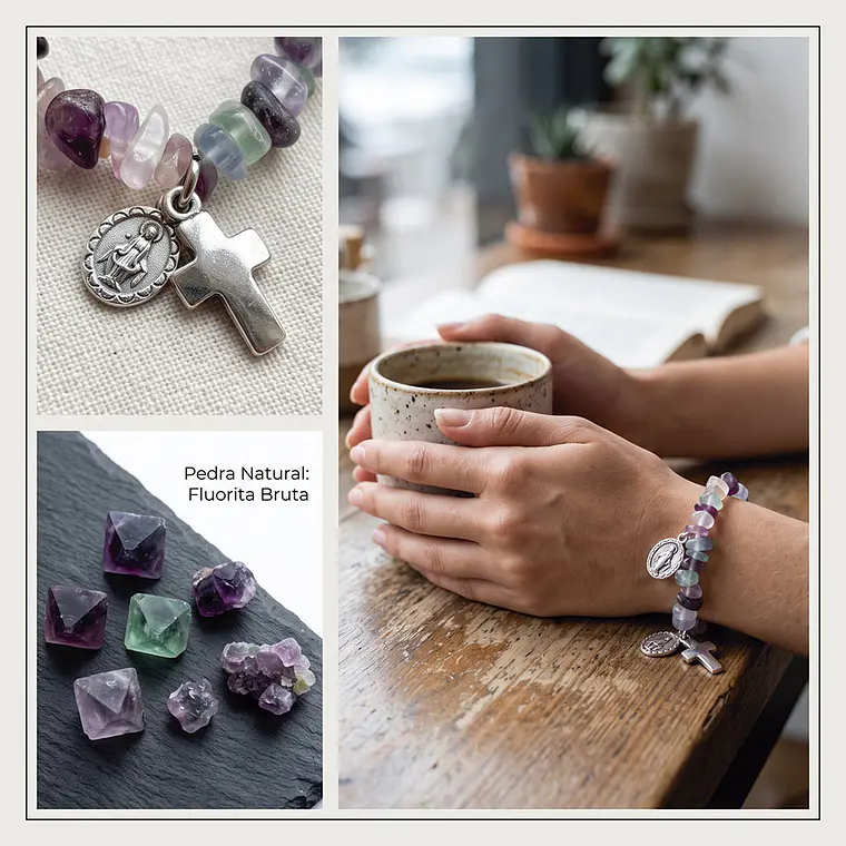 Pulseira católica de Fluorite natural 2