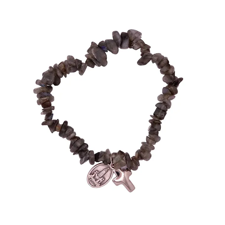 Pulseira católica de Quartzo Fumado natural 3