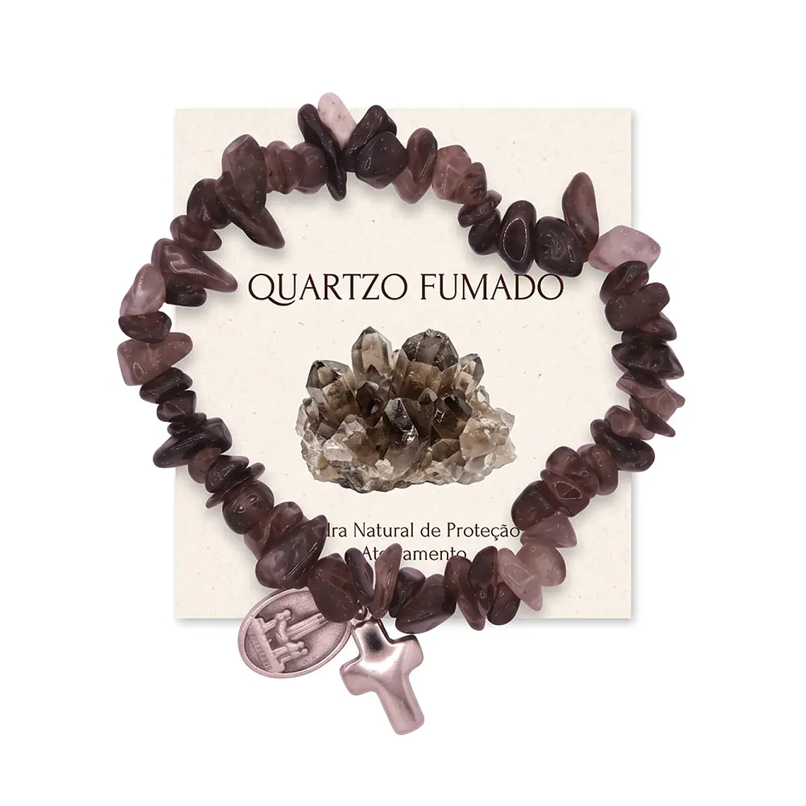 Pulseira católica de Quartzo Fumado natural 1