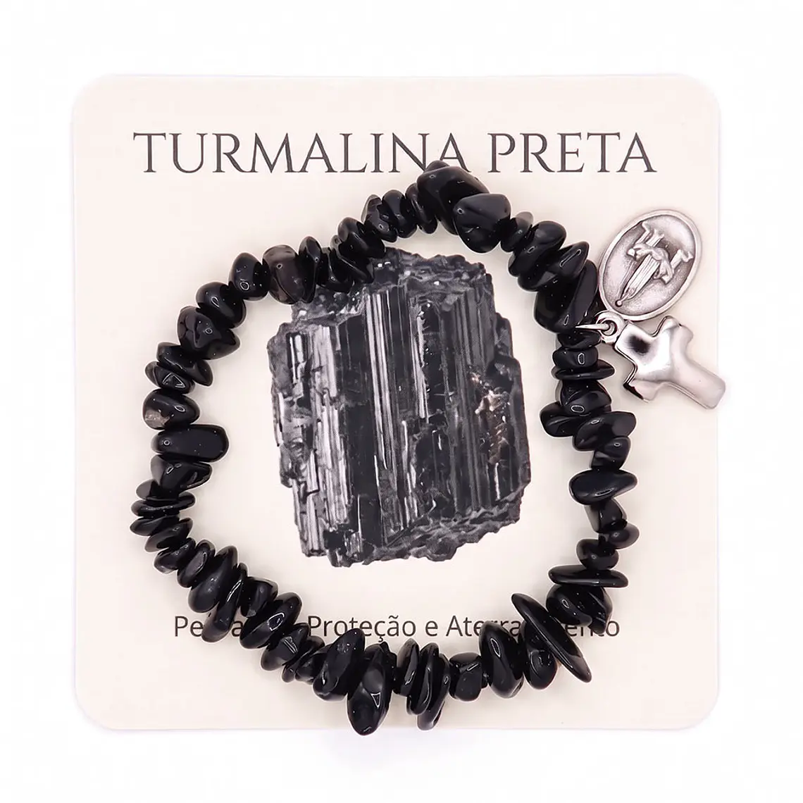 Pulseira católica de Turmalina preta natural 1