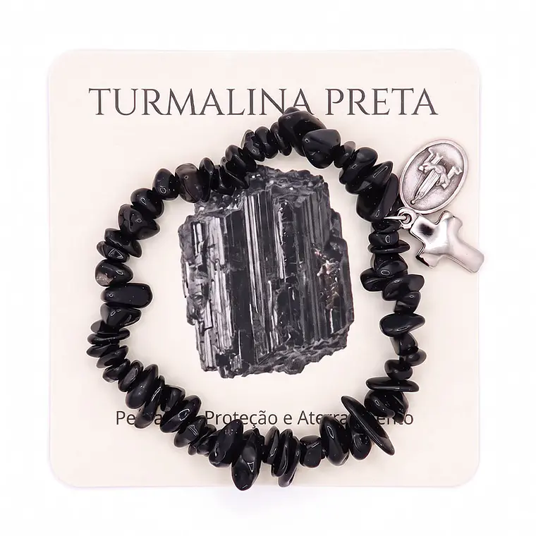 Pulseira católica de Turmalina preta natural 1