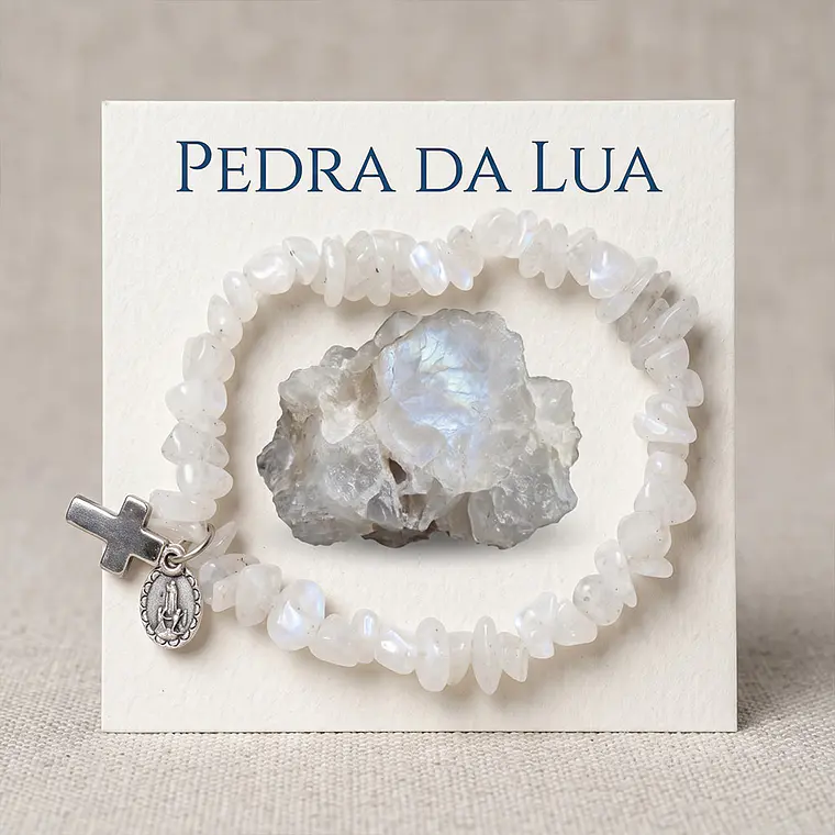 Pulseira católica de Pedra da Lua natural 1