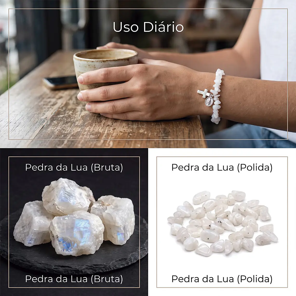 Pulseira católica de Pedra da Lua natural 2