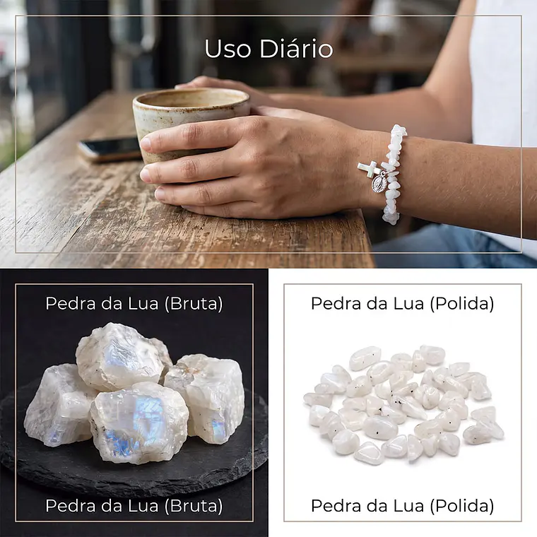 Pulseira católica de Pedra da Lua natural 2