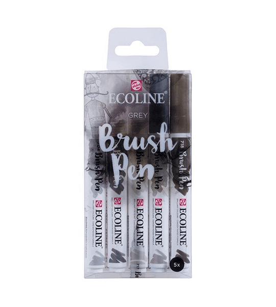 Brush Pen Ecoline - Set de 5 Lápices Gris