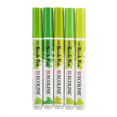 Brush Pen Ecoline - Set de 5 Lápices Verde