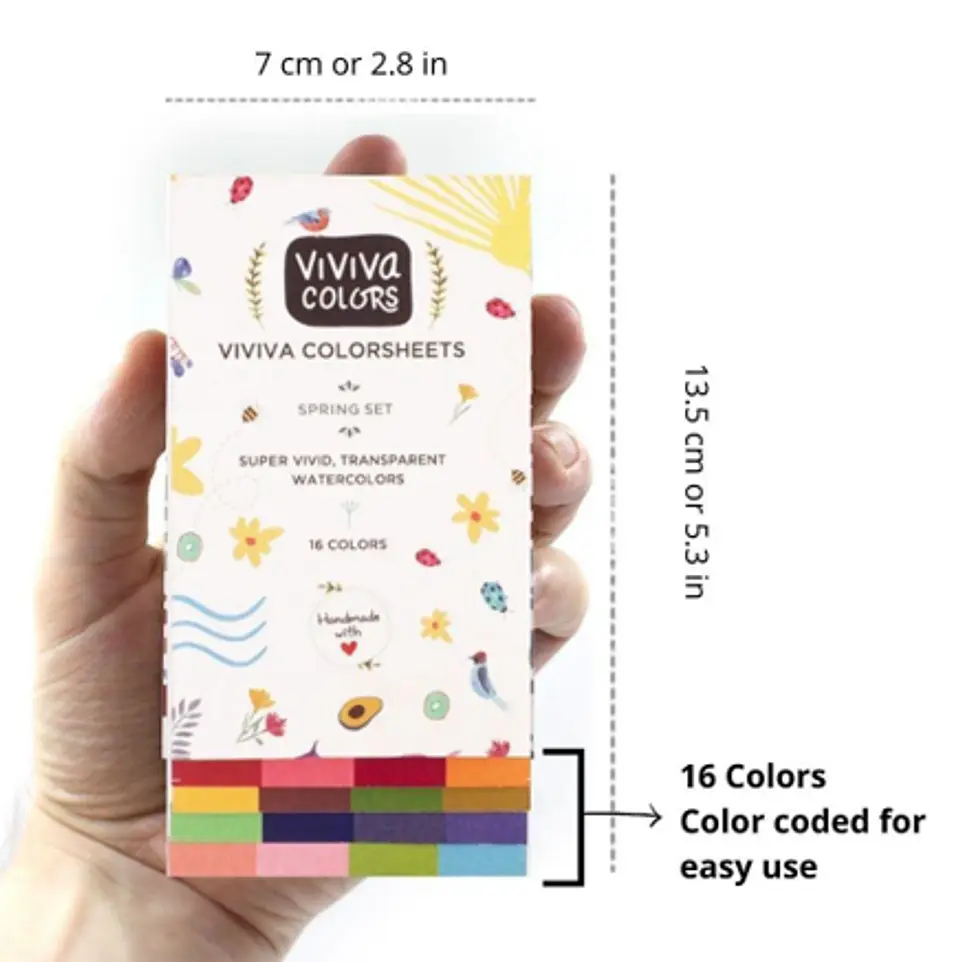 Acuarelas Viviva Colorsheets Primavera – Set Portátil de 16 Colores 3