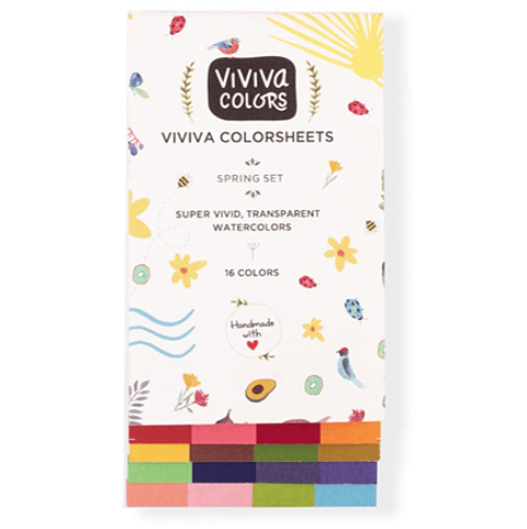 Acuarelas Viviva Colorsheets Primavera – Set Portátil de 16 Colores