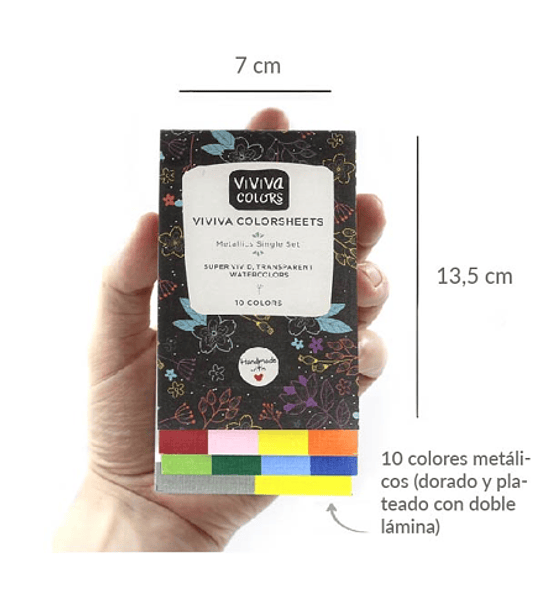 Viviva Aquarel Coloursheets - Metallics Set 10 Kleuren Martin Brinkhuis