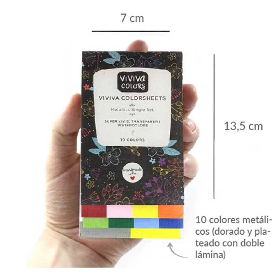 Acuarelas Viviva Colorsheets Metálico – Set Portátil de 10 Colores 3