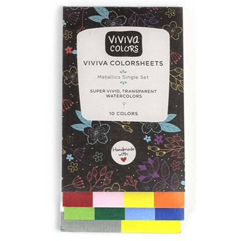 Acuarelas Viviva Colorsheets Metálico – Set Portátil de 10 Colores