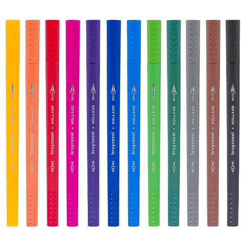 Marcadores Punta Fina/Pincel Bruynzeel 12 Colores