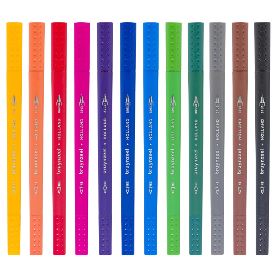 Marcadores Punta Fina/Pincel Bruynzeel 12 Colores 2