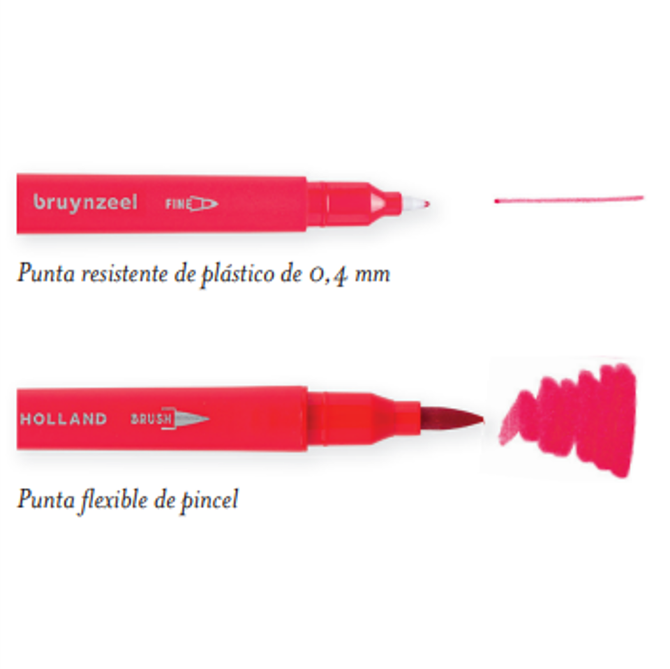 Marcadores Punta Fina/Pincel Bruynzeel 12 Colores 5