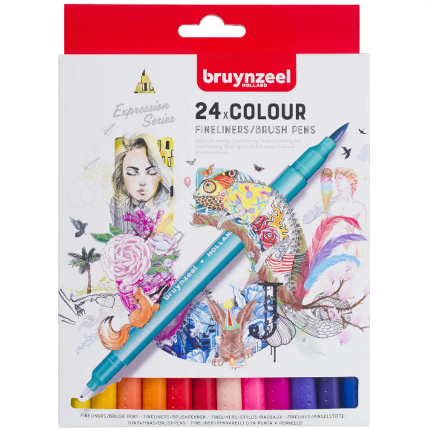 Marcadores Punta Fina/Pincel Bruynzeel 24 Colores 1