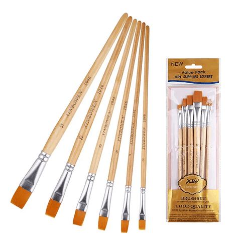 Pack Pinceles Plano Pelo Suave Xin Bowen