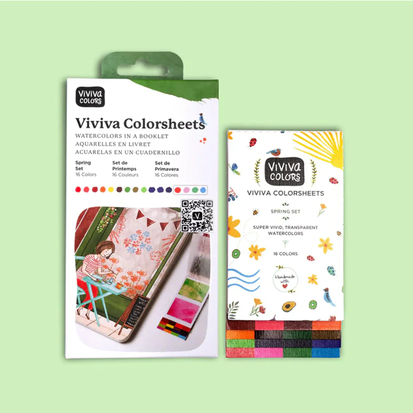 Acuarelas Viviva Colorsheets Primavera – Set Portátil de 16 Colores 1