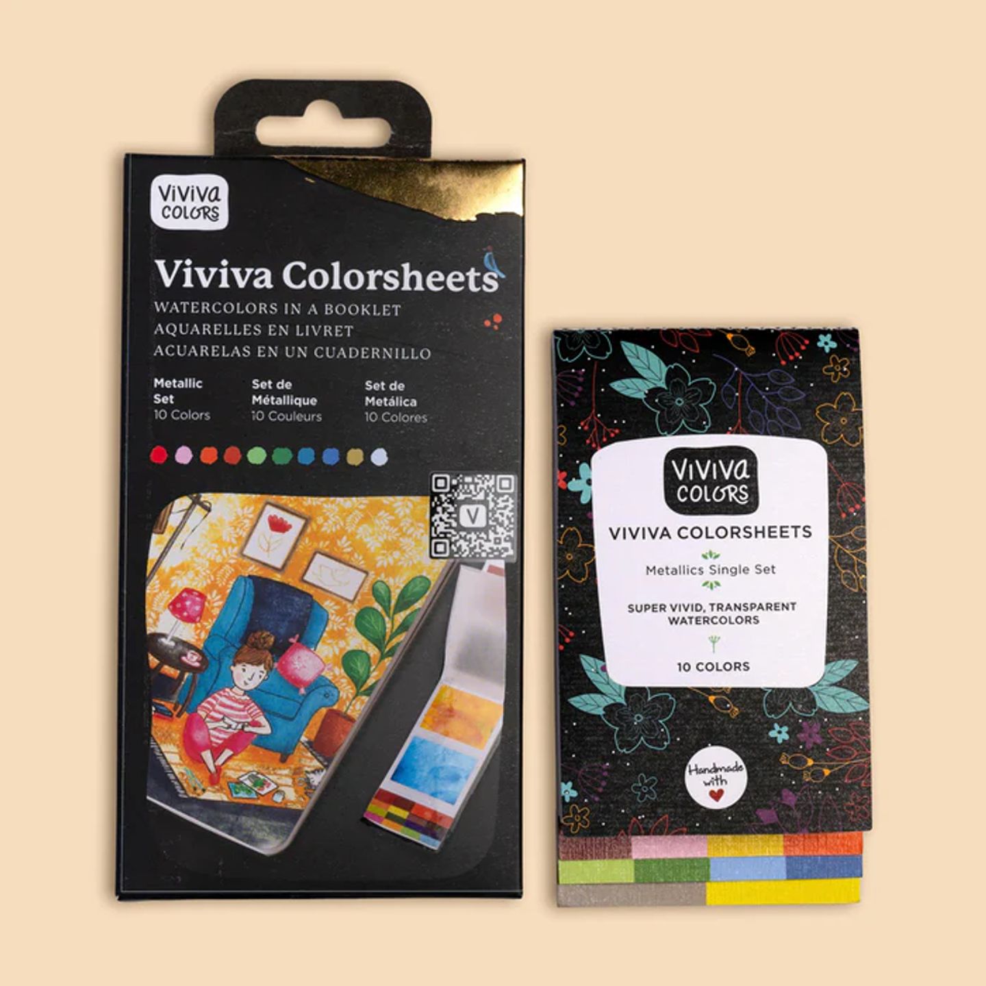 Acuarelas Viviva Colorsheets Metálico – Set Portátil de 10 Colores 1