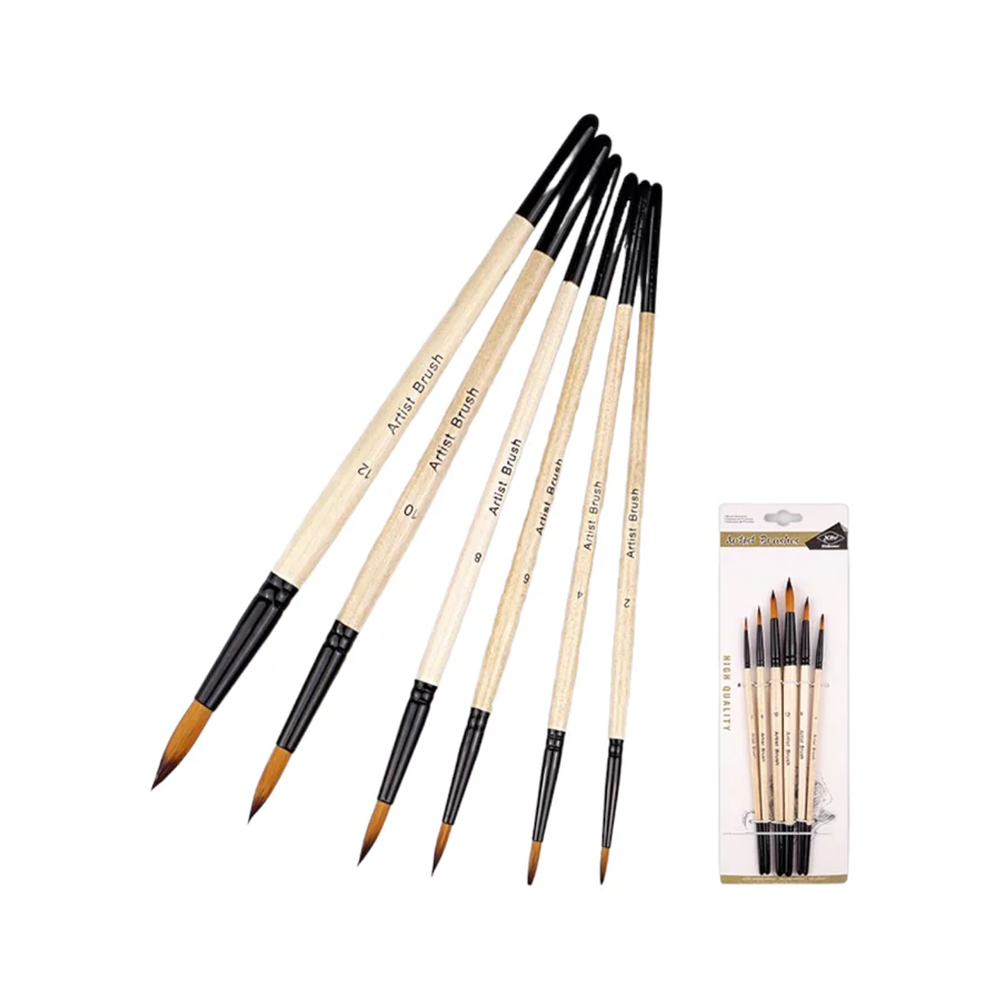 Set 6 Pinceles Redondos Pelo Suave 3361 Xin Bowen 1