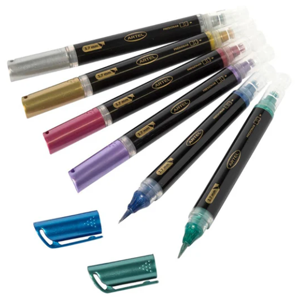 Marcadores Brush Click Artel – Set 6 Colores Metálicos con Tinta Líquida 3