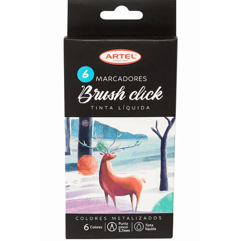 Marcadores Brush Click Artel – Set 6 Colores Metálicos con Tinta Líquida