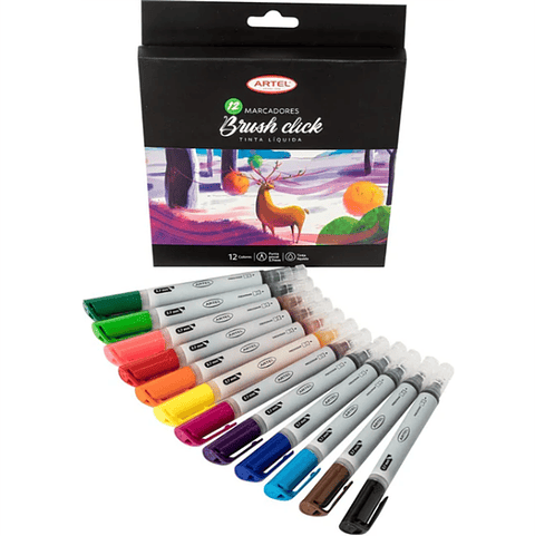 Marcadores Brush Click Artel – Set 12 Colores con Tinta Líquida