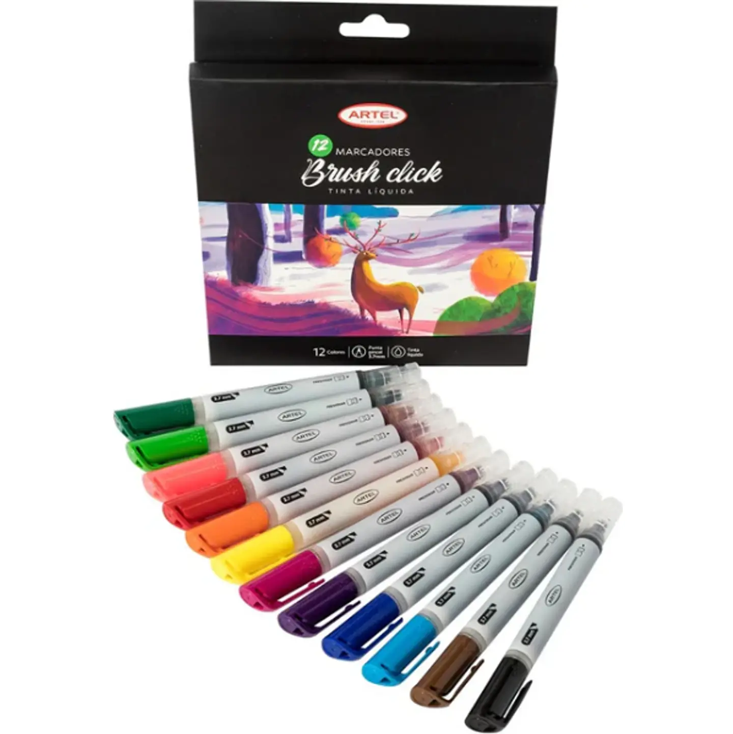 Marcadores Brush Click Artel – Set 12 Colores con Tinta Líquida 2