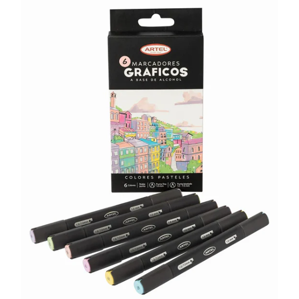 Marcadores Gráficos a Base de Alcohol Artel - Set 6 Colores Pastel 3