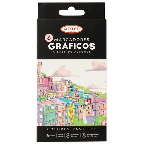 Marcadores Gráficos a Base de Alcohol Artel - Set 6 Colores Pastel
