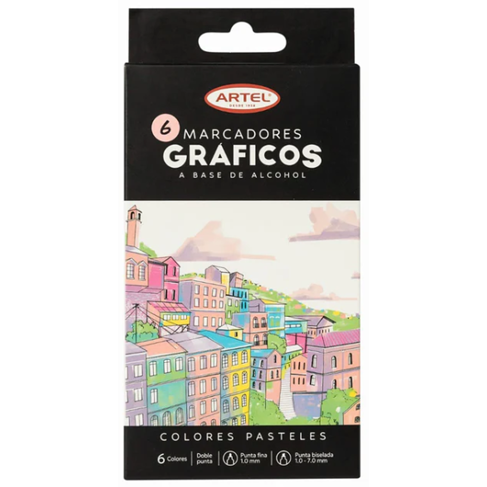 Marcadores Gráficos a Base de Alcohol Artel - Set 6 Colores Pastel 1