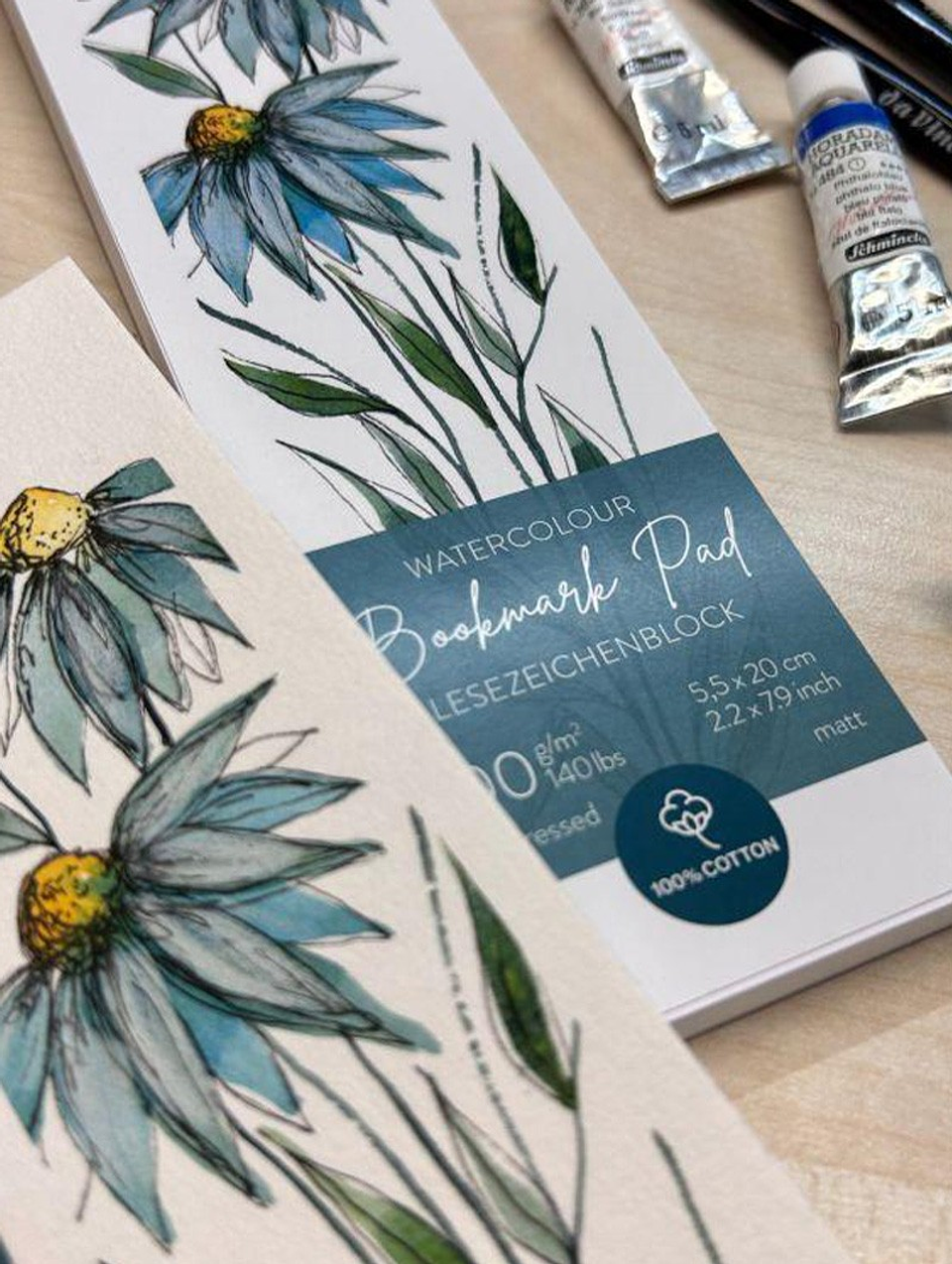 Block Marcapáginas Papel de Acuarela Hahnemühle – 15 hojas 5,5x20 cm, 300 g/m² 3