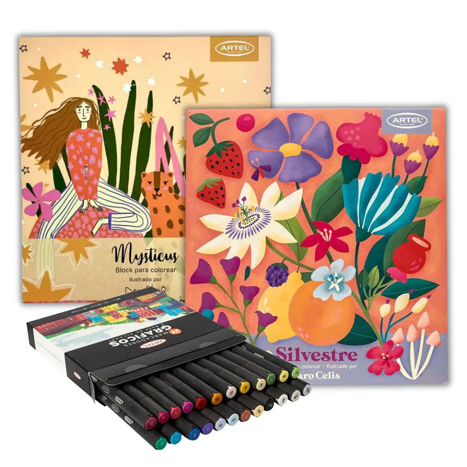 ⭐ Kit de Colorear para Adultos – Mysticus/Silvestre + Marcadores 1