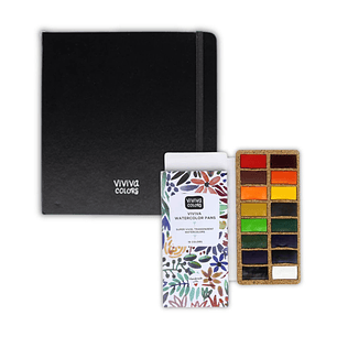 ⭐ Kit Acuarela Premium: Sketchbook 100% Algodón + Viviva Colors Pan