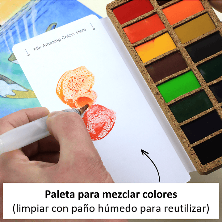 ⭐ Kit Acuarela Premium: Sketchbook 100% Algodón + Viviva Colors Pan 8