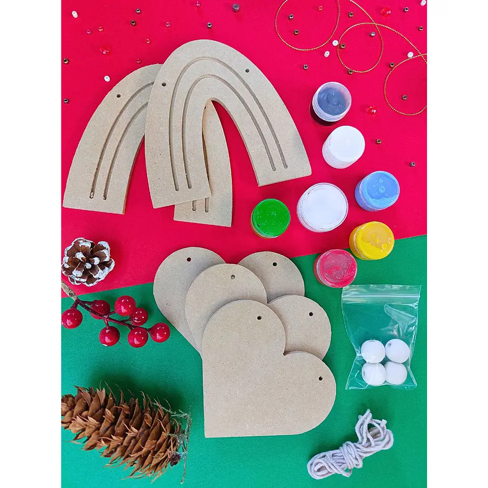 ⭐ Kit Guirnalda para Pintar – Arcoíris y Corazones 2