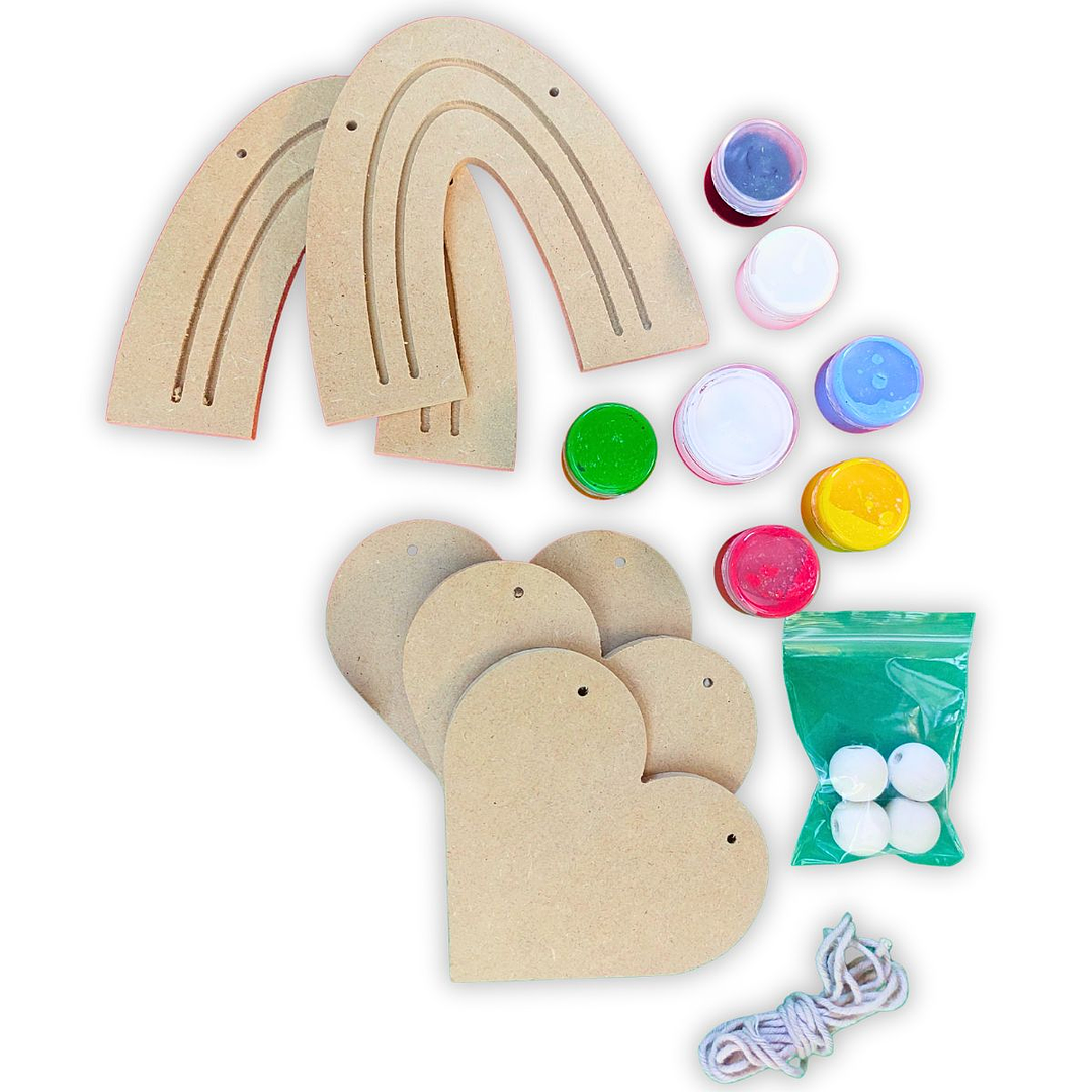 ⭐ Kit Guirnalda para Pintar – Arcoíris y Corazones 1
