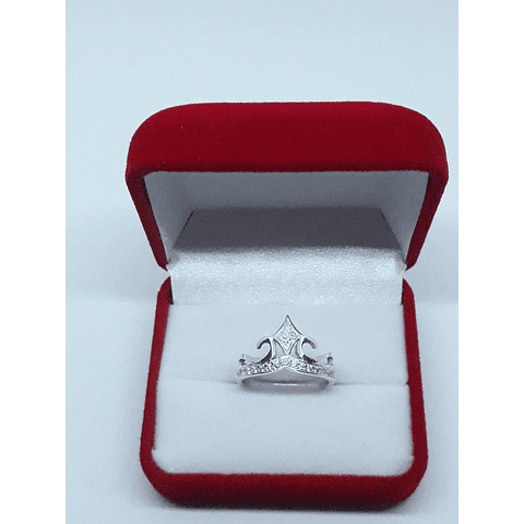 Anillo corona en plata y circón 
