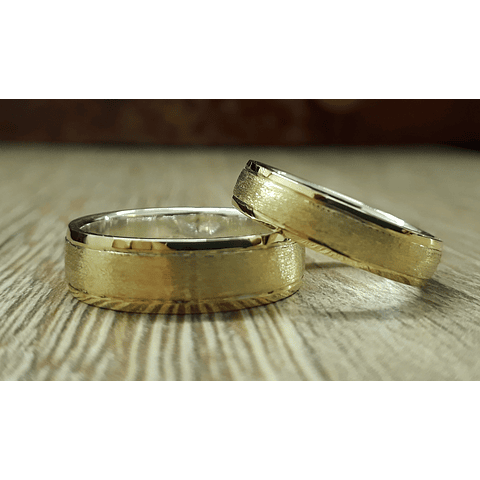 Argollas para matrimonio en oro plata mate y bisel