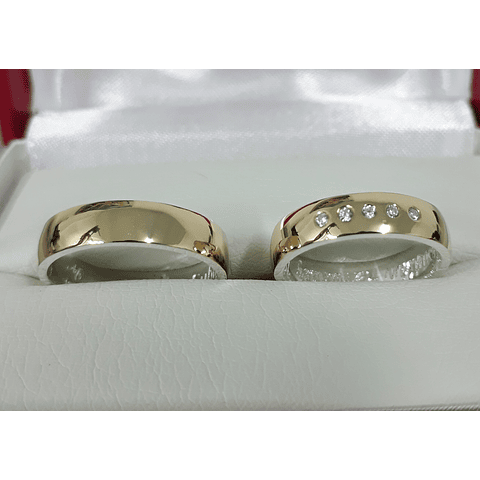 Argollas para matrimonio en oro y plata half round circones
