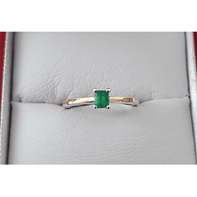 Compromiso en oro plata y esmeralda rectangular